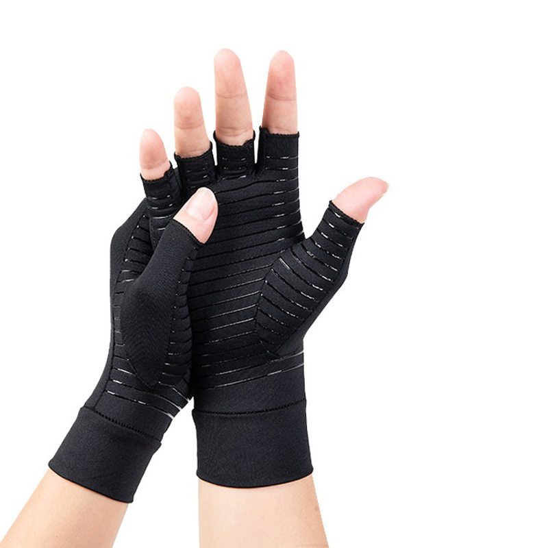 Fingerless Copper Compression Gloves for Mens